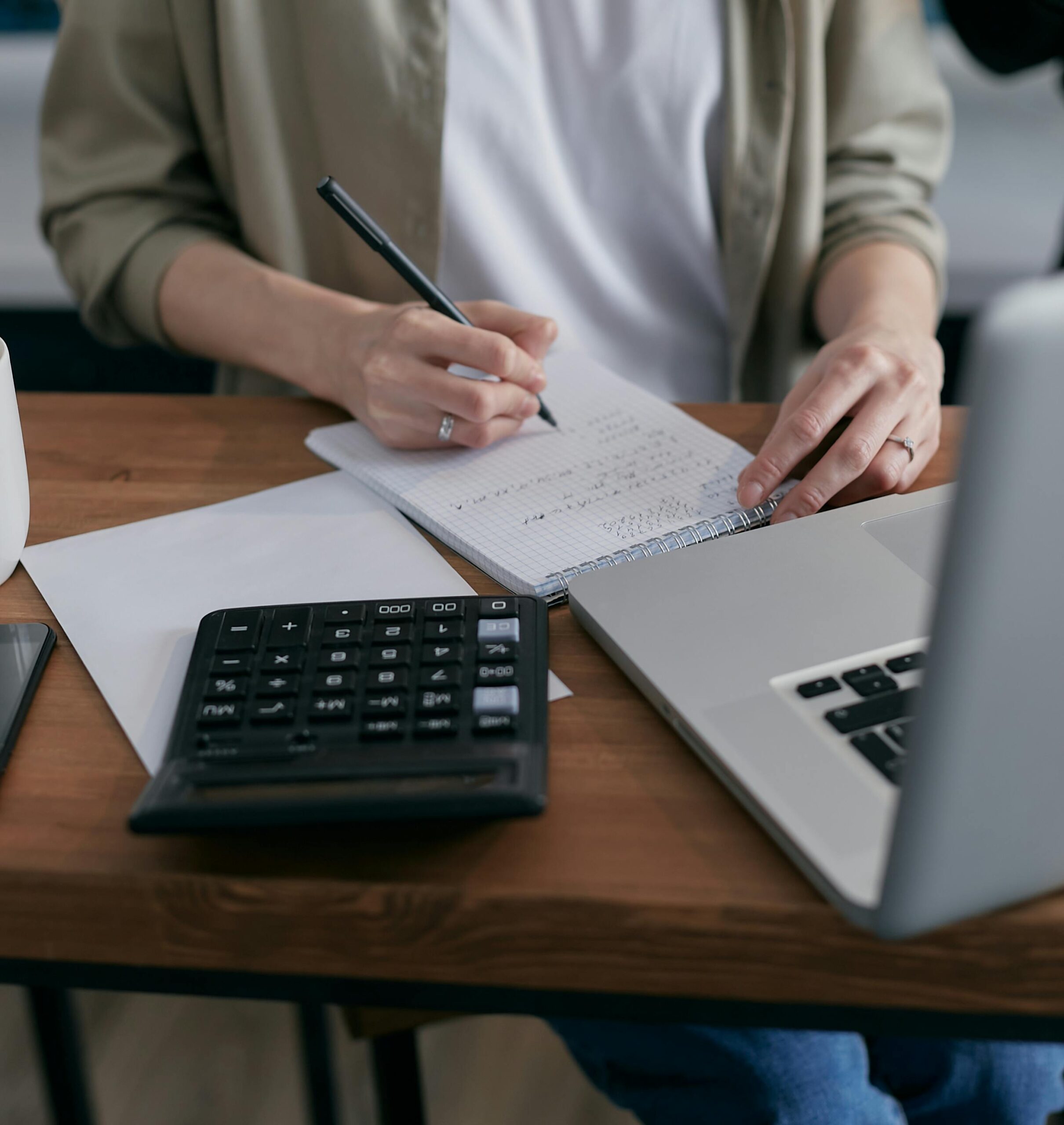 adult woman finishing a bookkeeper quote