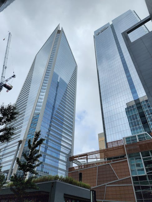 Low angle shot of skyscrapers in Charlotte, North Carolina representing areas served